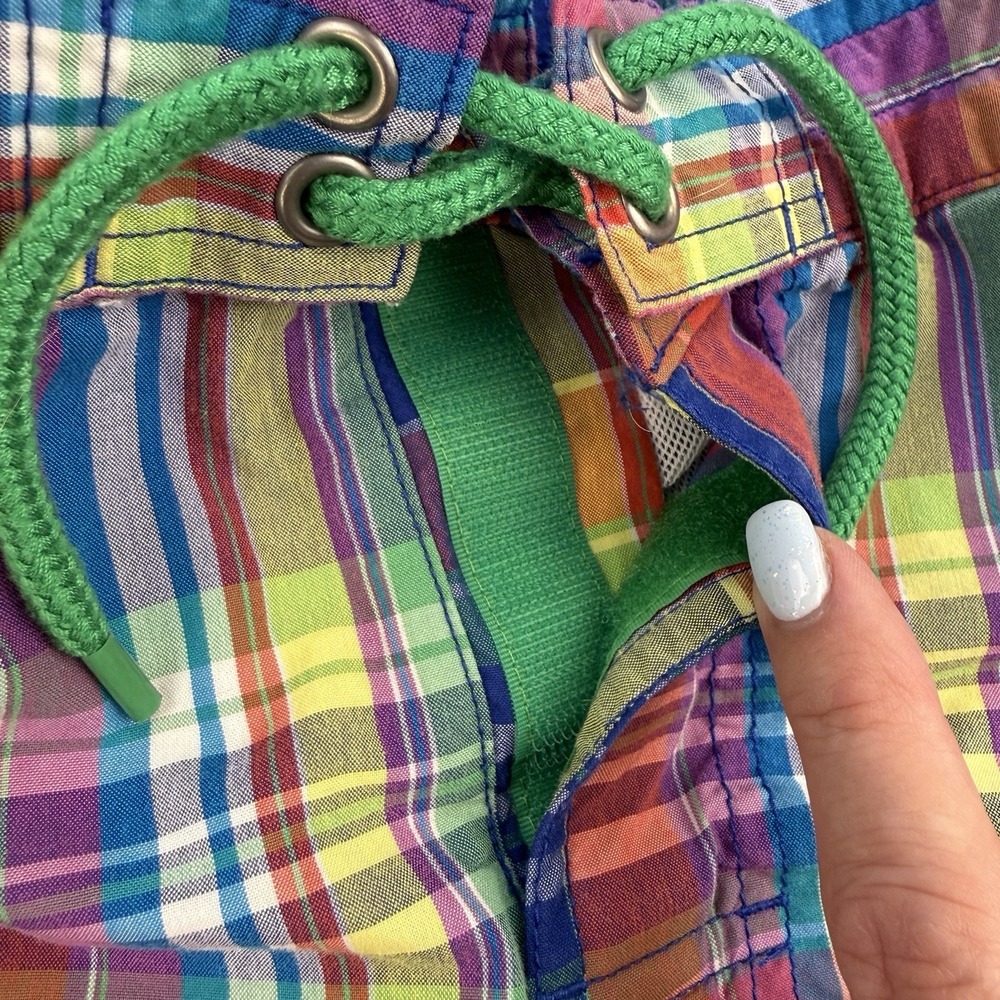 Polo Ralph Lauren Swim Trunks Boys 14-16 Multicolor Plaid Madras Mesh Lined - Picture 6 of 10